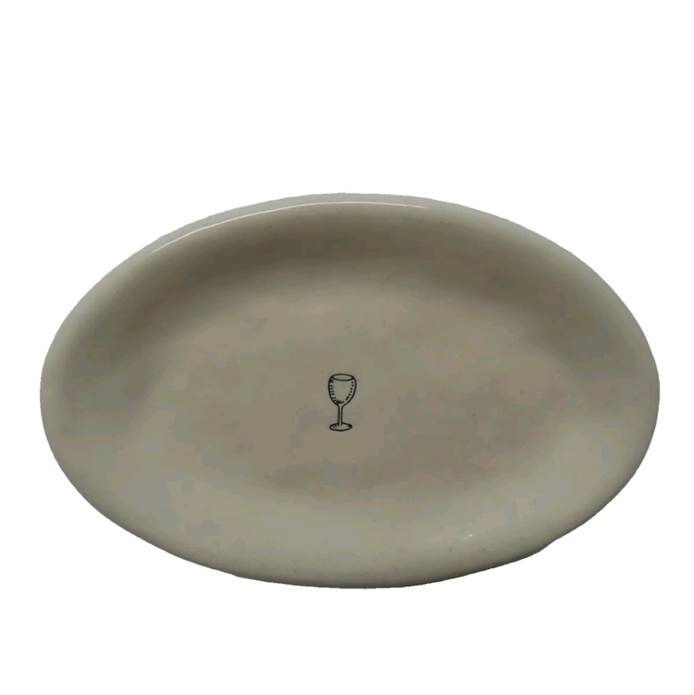 Rae Dunn EARLY Oval 7-3/4” Appetizer Cheese Plate Cocktail Glass Wine by Magenta